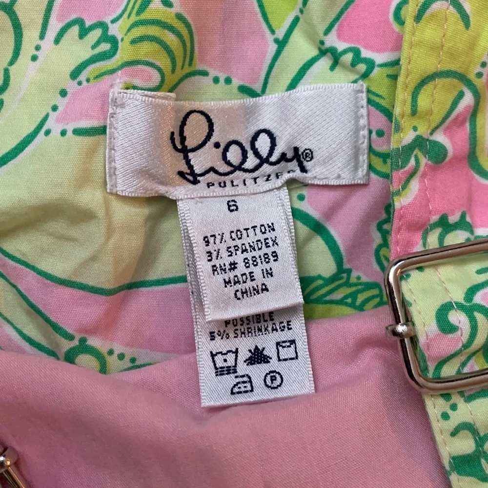 Lilly Pulitzer Vibrant Pink and Green Lion and Fish Overalls Size 6 - Picture 6 of 13
